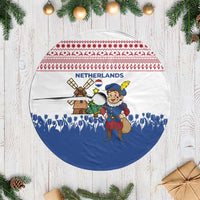 Netherlands Christmas Tree Skirt with Christmas Tree Windmill Piet Character and Tulip Pattern - Wonder Print Shop