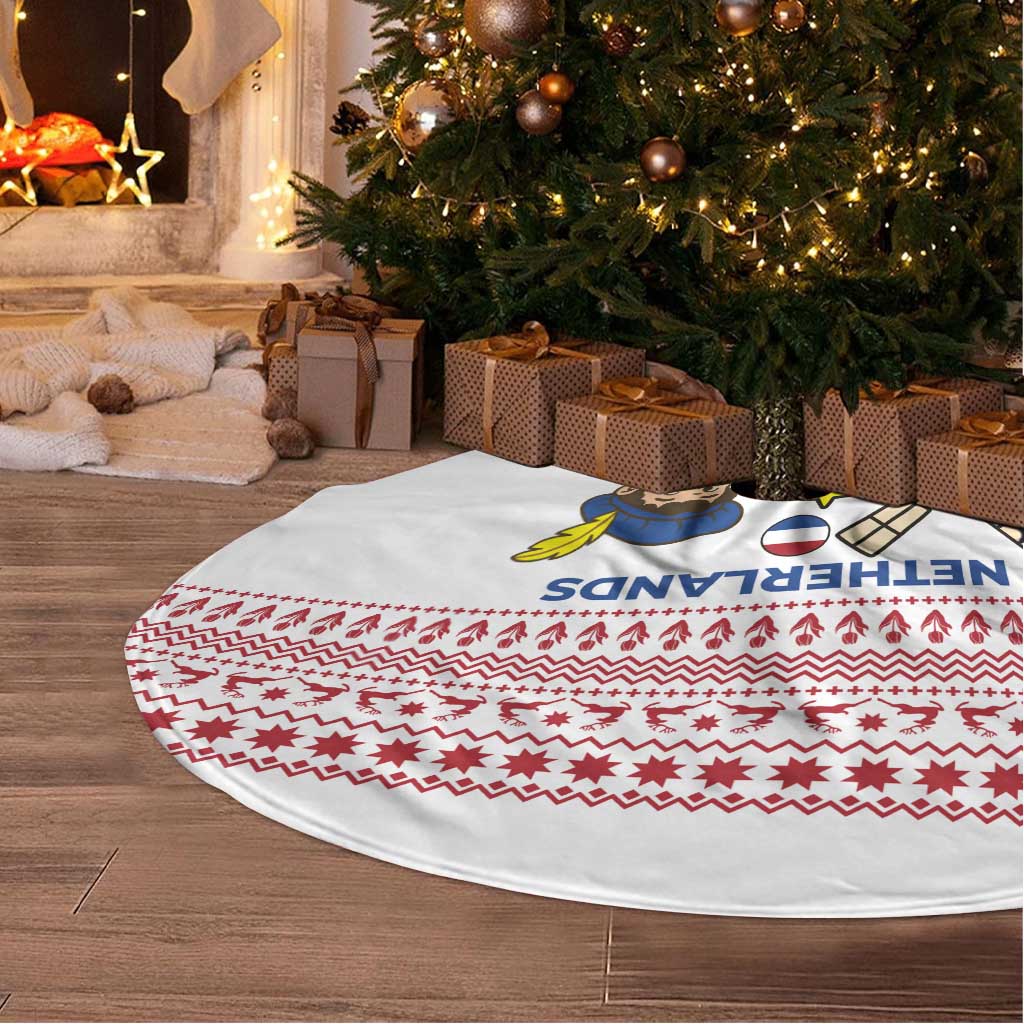 Netherlands Christmas Tree Skirt with Christmas Tree Windmill Piet Character and Tulip Pattern - Wonder Print Shop
