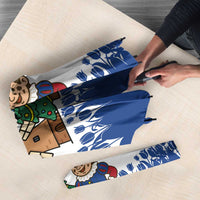 Netherlands Christmas Umbrella with Christmas Tree Windmill Piet Character and Tulip Pattern - Wonder Print Shop