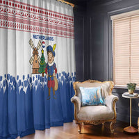 Netherlands Christmas Window Curtain with Christmas Tree Windmill Piet Character and Tulip Pattern - Wonder Print Shop