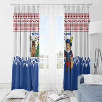 Netherlands Christmas Window Curtain with Christmas Tree Windmill Piet Character and Tulip Pattern - Wonder Print Shop