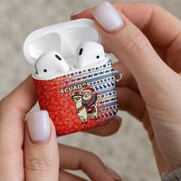 Ecuador Christmas AirPods Case with Santa Riding Llama Traditional Patterns and Rose Design - Wonder Print Shop