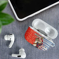 Ecuador Christmas AirPods Case with Santa Riding Llama Traditional Patterns and Rose Design - Wonder Print Shop