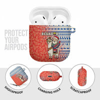 Ecuador Christmas AirPods Case with Santa Riding Llama Traditional Patterns and Rose Design - Wonder Print Shop