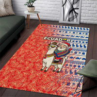 Ecuador Christmas Area Rug with Santa Riding Llama Traditional Patterns and Rose Design - Wonder Print Shop