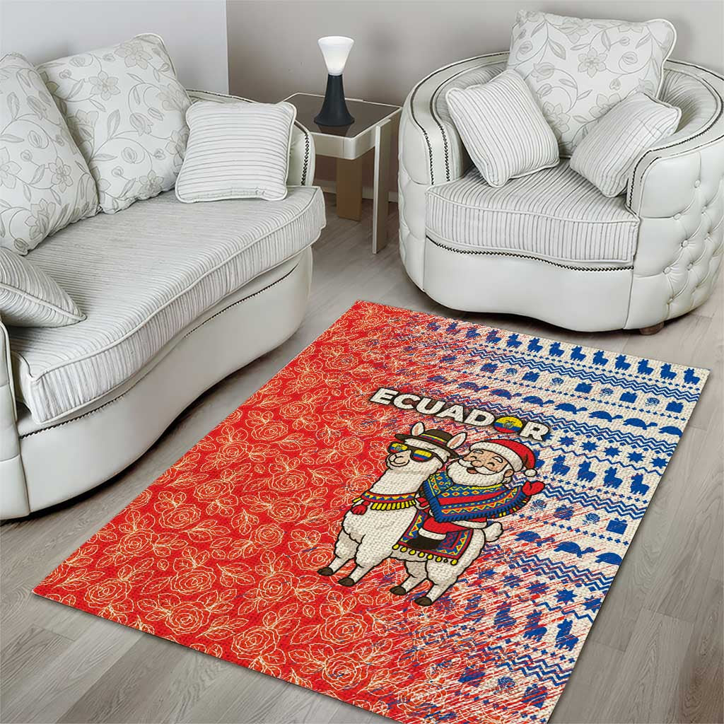 Ecuador Christmas Area Rug with Santa Riding Llama Traditional Patterns and Rose Design - Wonder Print Shop
