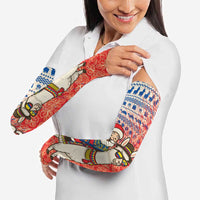 Ecuador Christmas Arm Sleeves with Santa Riding Llama Traditional Patterns and Rose Design - Wonder Print Shop