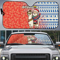 Ecuador Christmas Auto Sun Shade with Santa Riding Llama Traditional Patterns and Rose Design - Wonder Print Shop