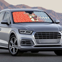 Ecuador Christmas Auto Sun Shade with Santa Riding Llama Traditional Patterns and Rose Design - Wonder Print Shop