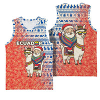 Ecuador Christmas Basketball Jersey with Santa Riding Llama Traditional Patterns and Rose Design - Wonder Print Shop