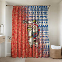 Ecuador Christmas Bathroom Set with Santa Riding Llama Traditional Patterns and Rose Design - Wonder Print Shop