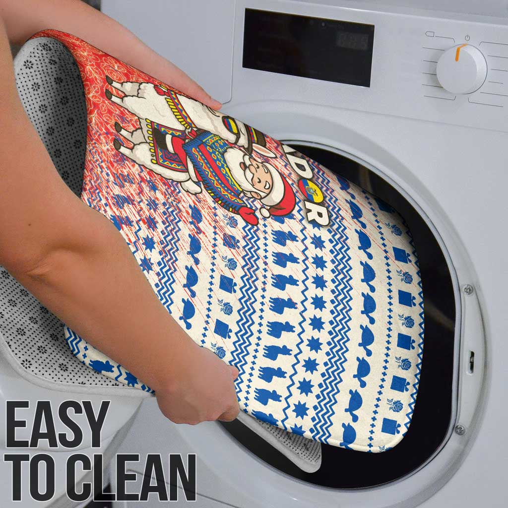 Ecuador Christmas Bathroom Set with Santa Riding Llama Traditional Patterns and Rose Design - Wonder Print Shop