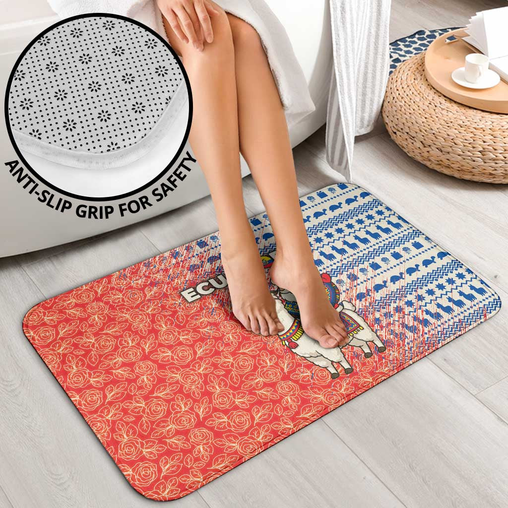 Ecuador Christmas Bathroom Set with Santa Riding Llama Traditional Patterns and Rose Design - Wonder Print Shop