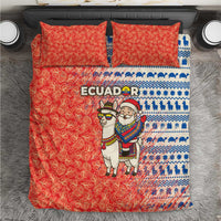 Ecuador Christmas Bedding Set with Santa Riding Llama Traditional Patterns and Rose Design - Wonder Print Shop