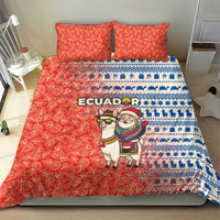Ecuador Christmas Bedding Set with Santa Riding Llama Traditional Patterns and Rose Design - Wonder Print Shop
