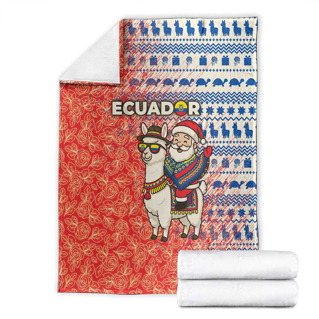 Ecuador Christmas Blanket with Santa Riding Llama Traditional Patterns and Rose Design - Wonder Print Shop
