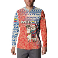 Ecuador Christmas Button Sweatshirt with Santa Riding Llama Traditional Patterns and Rose Design - Wonder Print Shop