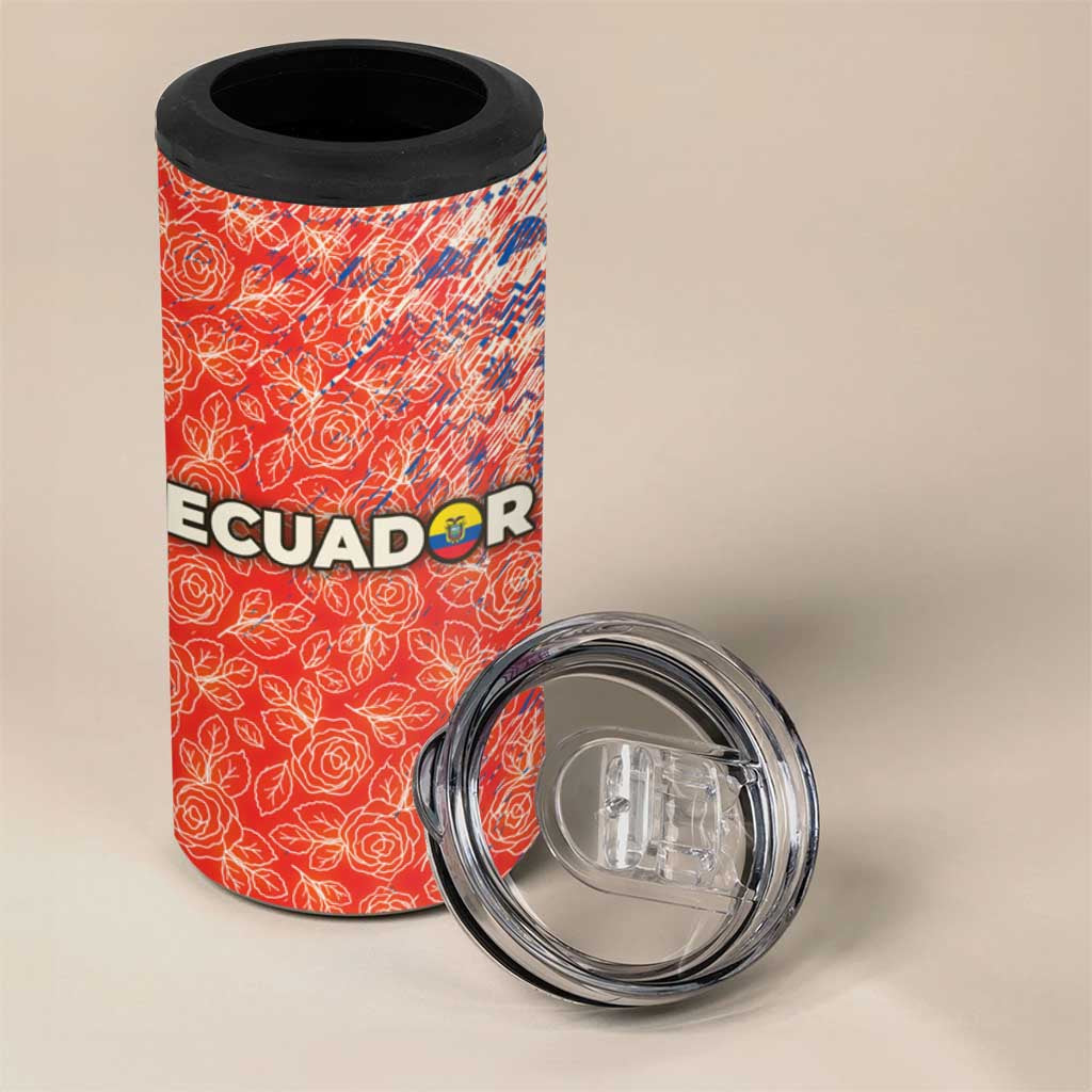 Ecuador Christmas 4 in 1 Can Cooler Tumbler with Santa Riding Llama Traditional Patterns and Rose Design - Wonder Print Shop
