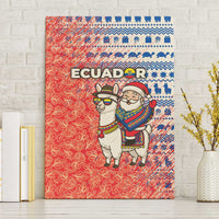 Ecuador Christmas Canvas Wall Art with Santa Riding Llama Traditional Patterns and Rose Design - Wonder Print Shop
