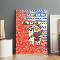 Ecuador Christmas Canvas Wall Art with Santa Riding Llama Traditional Patterns and Rose Design - Wonder Print Shop