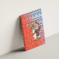 Ecuador Christmas Canvas Wall Art with Santa Riding Llama Traditional Patterns and Rose Design - Wonder Print Shop