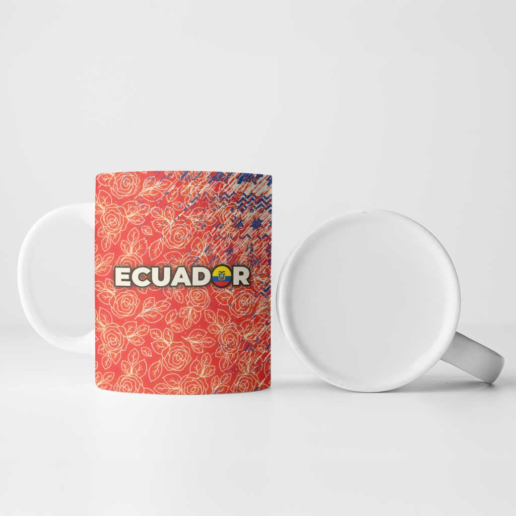 Ecuador Christmas Ceramic Mug with Santa Riding Llama Traditional Patterns and Rose Design - Wonder Print Shop