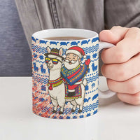 Ecuador Christmas Ceramic Mug with Santa Riding Llama Traditional Patterns and Rose Design - Wonder Print Shop