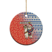 Ecuador Christmas Ceramic Ornament with Santa Riding Llama Traditional Patterns and Rose Design - Wonder Print Shop