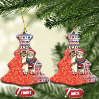 Ecuador Christmas Ceramic Ornament with Santa Riding Llama Traditional Patterns and Rose Design - Wonder Print Shop