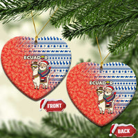 Ecuador Christmas Ceramic Ornament with Santa Riding Llama Traditional Patterns and Rose Design - Wonder Print Shop
