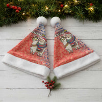 Ecuador Christmas Santa Hat with Santa Riding Llama Traditional Patterns and Rose Design - Wonder Print Shop