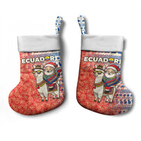 Ecuador Christmas Stocking with Santa Riding Llama Traditional Patterns and Rose Design - Wonder Print Shop