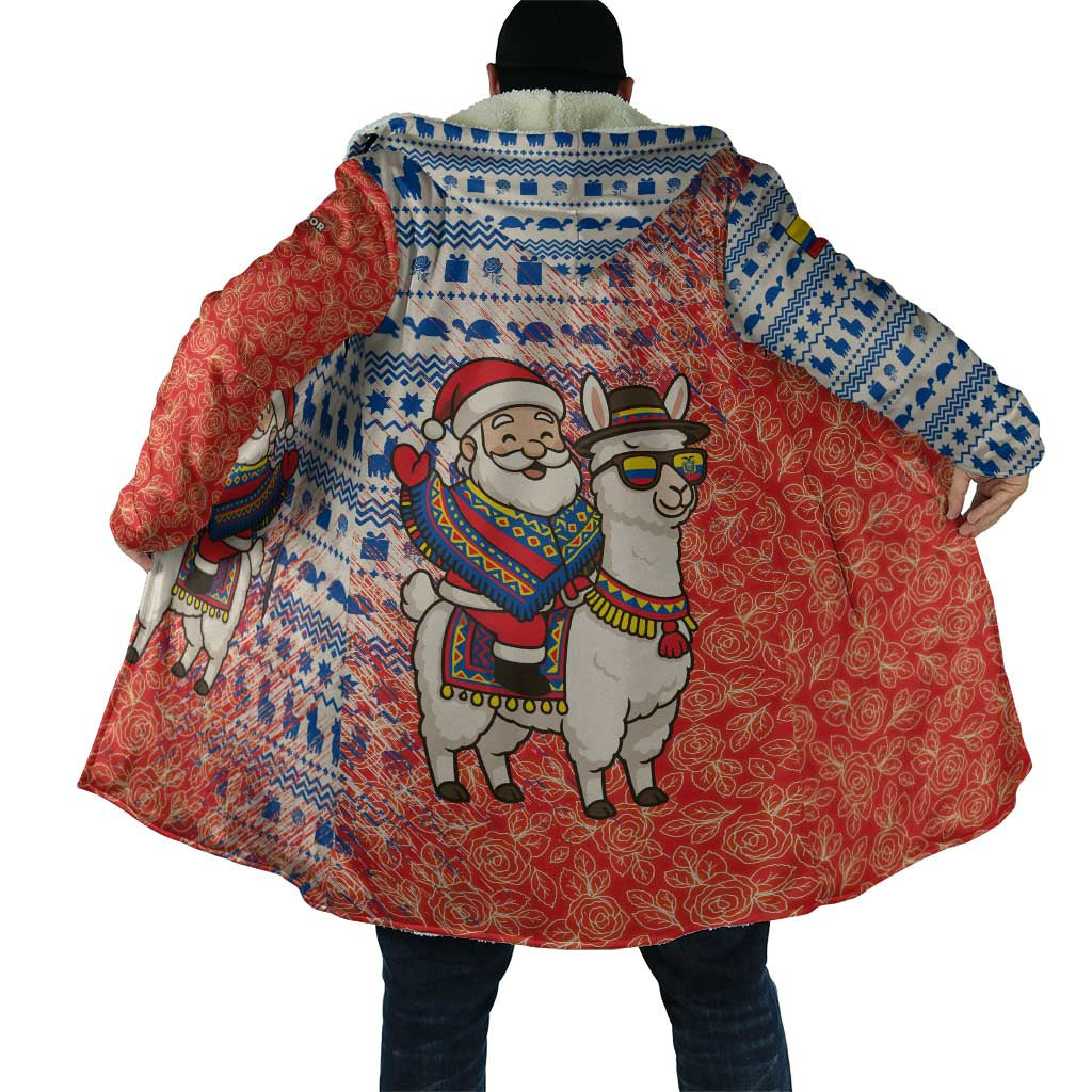 Ecuador Christmas Cloak with Santa Riding Llama Traditional Patterns and Rose Design - Wonder Print Shop