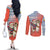 Ecuador Christmas Couples Matching Off The Shoulder Long Sleeve Dress and Long Sleeve Button Shirt with Santa Riding Llama Traditional Patterns and Rose Design - Wonder Print Shop
