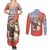 Ecuador Christmas Couples Matching Summer Maxi Dress and Long Sleeve Button Shirt with Santa Riding Llama Traditional Patterns and Rose Design - Wonder Print Shop