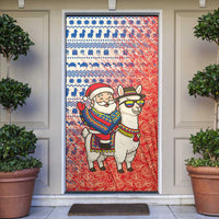 Ecuador Christmas Door Cover with Santa Riding Llama Traditional Patterns and Rose Design - Wonder Print Shop