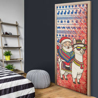 Ecuador Christmas Door Cover with Santa Riding Llama Traditional Patterns and Rose Design - Wonder Print Shop