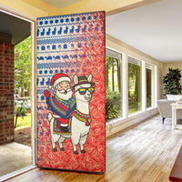 Ecuador Christmas Door Cover with Santa Riding Llama Traditional Patterns and Rose Design - Wonder Print Shop