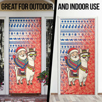 Ecuador Christmas Door Cover with Santa Riding Llama Traditional Patterns and Rose Design - Wonder Print Shop