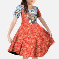 Ecuador Christmas Family Matching Long Sleeve Bodycon Dress and Hawaiian Shirt with Santa Riding Llama Traditional Patterns and Rose Design - Wonder Print Shop