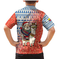 Ecuador Christmas Family Matching Mermaid Dress and Hawaiian Shirt with Santa Riding Llama Traditional Patterns and Rose Design - Wonder Print Shop
