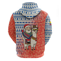 Ecuador Christmas Hoodie with Santa Riding Llama Traditional Patterns and Rose Design - Wonder Print Shop