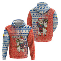 Ecuador Christmas Hoodie with Santa Riding Llama Traditional Patterns and Rose Design - Wonder Print Shop