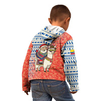 Ecuador Christmas Kid Hoodie with Santa Riding Llama Traditional Patterns and Rose Design - Wonder Print Shop