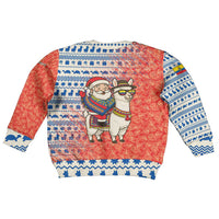 Ecuador Christmas Kid Ugly Christmas Sweater with Santa Riding Llama Traditional Patterns and Rose Design - Wonder Print Shop