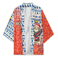 Ecuador Christmas Kimono with Santa Riding Llama Traditional Patterns and Rose Design - Wonder Print Shop