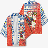 Ecuador Christmas Kimono with Santa Riding Llama Traditional Patterns and Rose Design - Wonder Print Shop