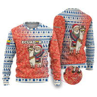 Ecuador Christmas Ugly Christmas Sweater with Santa Riding Llama Traditional Patterns and Rose Design - Wonder Print Shop