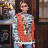 Ecuador Christmas Ugly Christmas Sweater with Santa Riding Llama Traditional Patterns and Rose Design - Wonder Print Shop