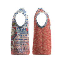 Ecuador Christmas Knitted V-Neck Vest with Santa Riding Llama Traditional Patterns and Rose Design - Wonder Print Shop